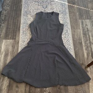 Banana republic flowy light weight with navy blue polka dot dress with back zip